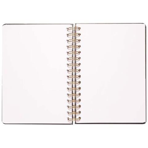 Blocco Note A5 Rigido A Spirale Motivo Occhiali Con Elastico Di Chiusura, Marrone Scuro - Foto 4