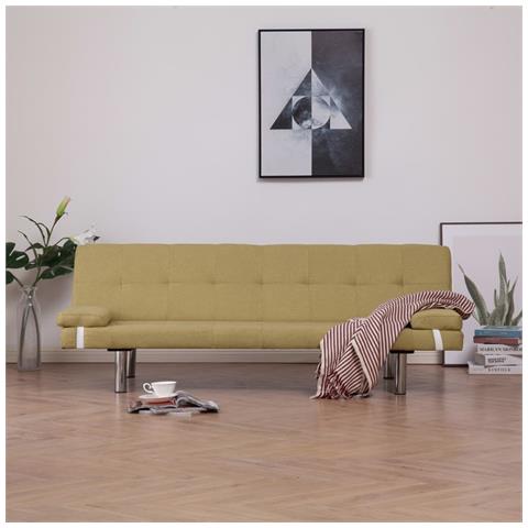 Lusso Casadino -  Divano Letto Con Due Cuscino In Poliestere Verde - Foto 8