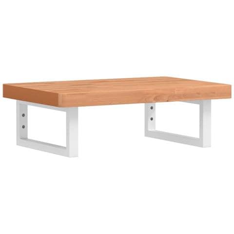 Ripiano a Parete per Lavabo in Acciaio e Massello di Faggio - Foto 1