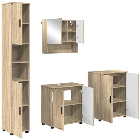 Set di mobili per il bagno 4 pcs rovere sonoma 61 x 35 x 64 cm - Foto 1