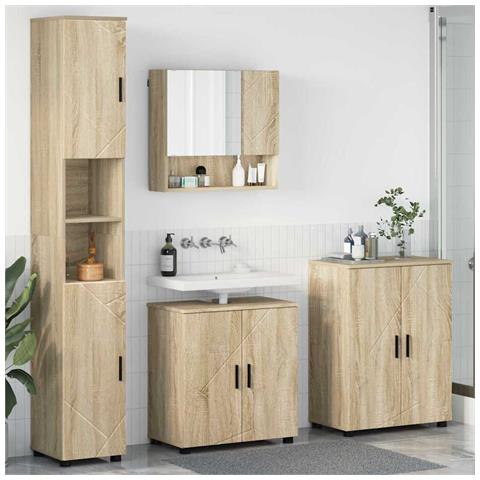 Set di mobili per il bagno 4 pcs rovere sonoma 61 x 35 x 64 cm - Foto 2