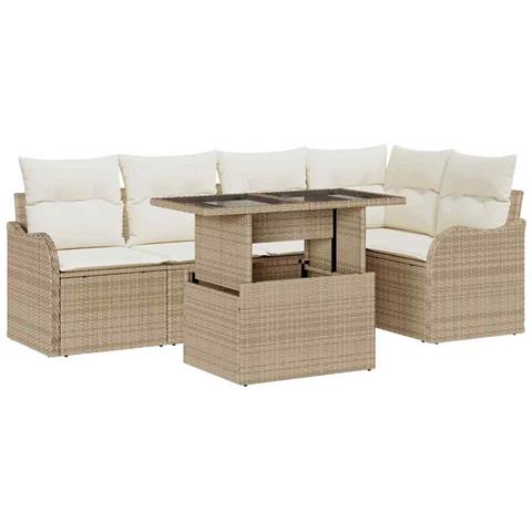 Set Divano da Giardino 6 pcs Beige 100 x 55 x 73 cm Poly Rattan - Foto 1