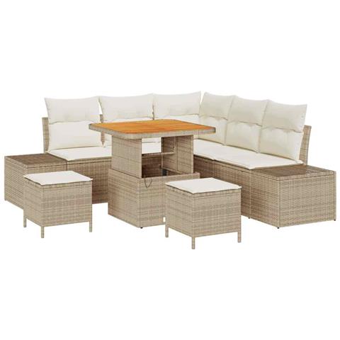Set Divano da Giardino 8 pcs Beige Poly Rattan - Foto 1