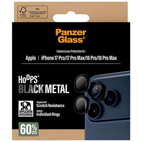 Protezione Obiettivo Iphone 17 Pro / 17 Pro Max Hoops Antiurto E Antigraffio, Nero Trasparente - Foto 2