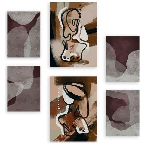 Set Di 6 Stampe Arte Discendente In Dipinti Decorativi Estetici Astratti Femminili Per Il Tuo Soggiorno Di Casa A3 & A4 Senza Cornice - Foto 1