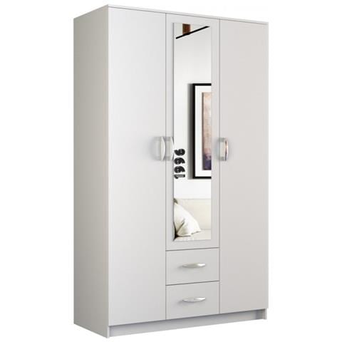 ROMANA 120 BIEL armadio /guardaroba per camera da letto 6 ripiani 3 porta /porte Bianco - Foto 1