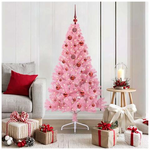 Albero di Natale artificiale con luci integrate Rosa 150 cm PVC - Foto 2