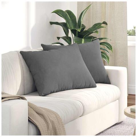 Cuscini da Divano 2 pcs Grigio scuro 70 x 50 cm Tessuto - Foto 2