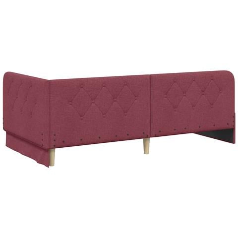 Cornice del letto ad angolo Rosso Vino 100 x 200 cm Tessuto - Foto 9