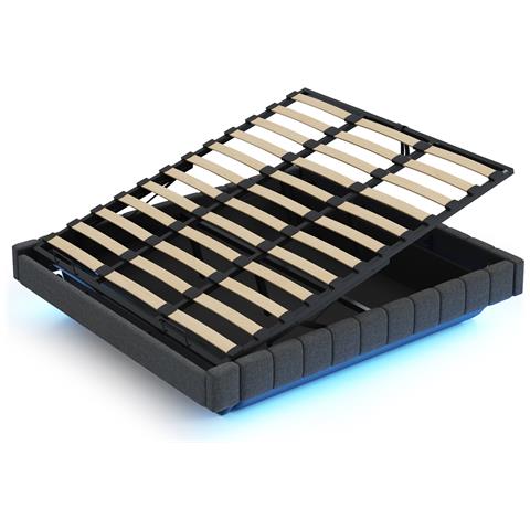 Letto Imbottito Con Design Sospeso E Tessuto Di Lino - Foto 2