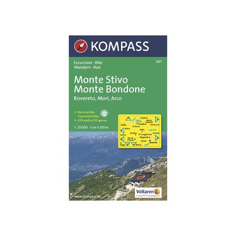 Carta escursionistica n. 687. Trentino, Veneto. Monte Stivo, Monte Bo ndone, Rovereto, Mori, Arco 1:25.000. Adatto a GPS. Digital map. DVD-ROM - Foto 1