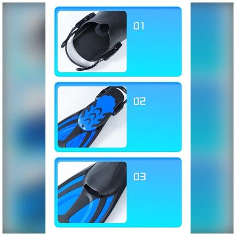 Pinne Da Nuoto Ad Alta Velocità: Pinne Da Snorkeling Ad Alto Rimbalzo Con Cinturino Regolabile Black - Foto 2