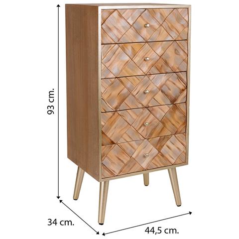Cassettiera In Legno Marrone 44,5x34x93h - Foto 8