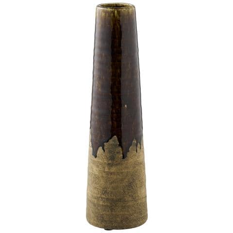 Vaso In Ceramica Marrone Bicolore Vikasa Home Ø11x39 Cm - Foto 1