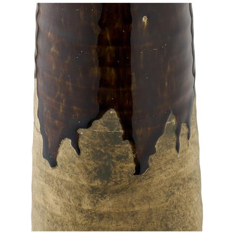 Vaso In Ceramica Marrone Bicolore Vikasa Home Ø11x39 Cm - Foto 2