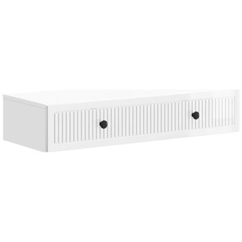 Tavolino da Parete Laterale Bianco Lucido 87,5 x 34,5 x 17 cm - Foto 1