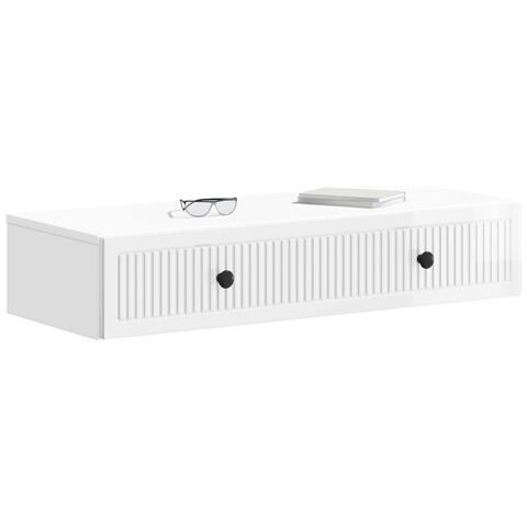 Tavolino da Parete Laterale Bianco Lucido 87,5 x 34,5 x 17 cm - Foto 2