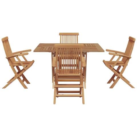 Set da Pranzo per Giardino Marrone Legno Teak Massello - Foto 1
