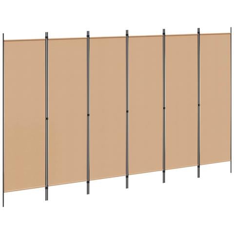 Divisore per Stanza a 6 Pannelli Beige 300 x 180 cm Tessuto - Foto 1