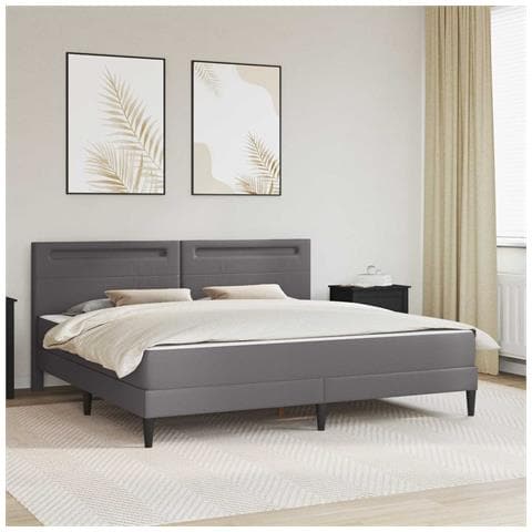 Struttura del letto con testiera Grigio 180 x 200 cm Similpelle - Foto 2