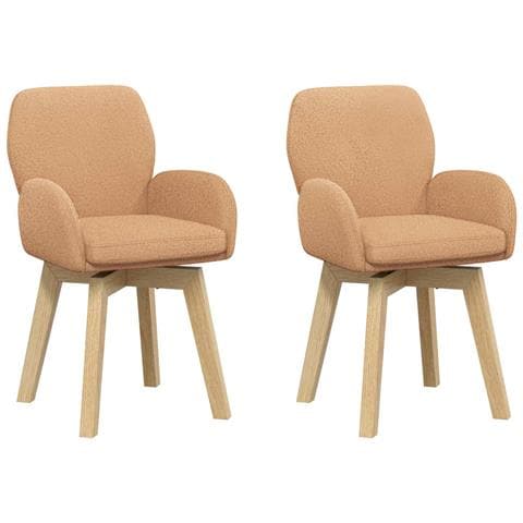 Sedie da pranzo girevoli 2 pcs Bouclé Beige 54 x 58 x 87 cm - Foto 1