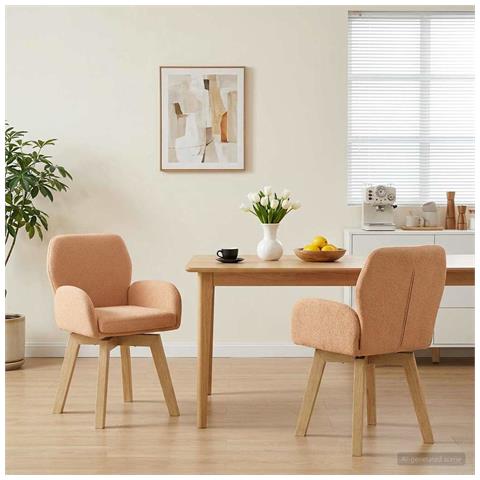 Sedie da pranzo girevoli 2 pcs Bouclé Beige 54 x 58 x 87 cm - Foto 2