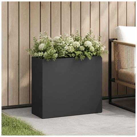 Vaso da giardino Nero 50 x 20 x 40 cm Acciaio laminato a freddo - Foto 2