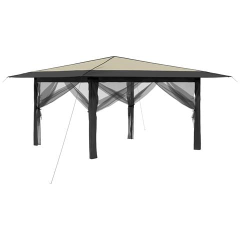 Gazebo con 4 Pareti Laterali 4 x 4 m Crema e Antracite - Foto 1