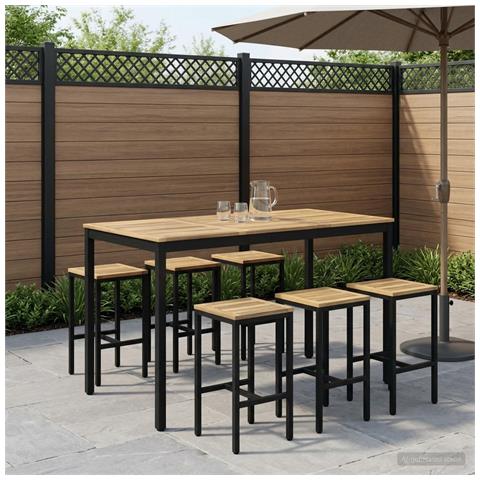 Tavolo Bar da Giardino Bianco e Nero 141 x 80,5 x 105 cm - Foto 2