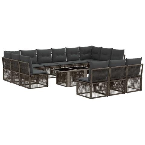 Set Divano da Giardino 14 pz Grigio polyrattan - Foto 1