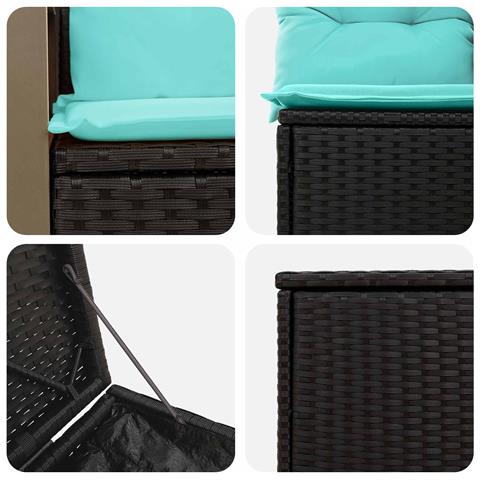 Set di divani 5 pz Nero e Blu Rattan sintetico e Acciaio - Foto 9