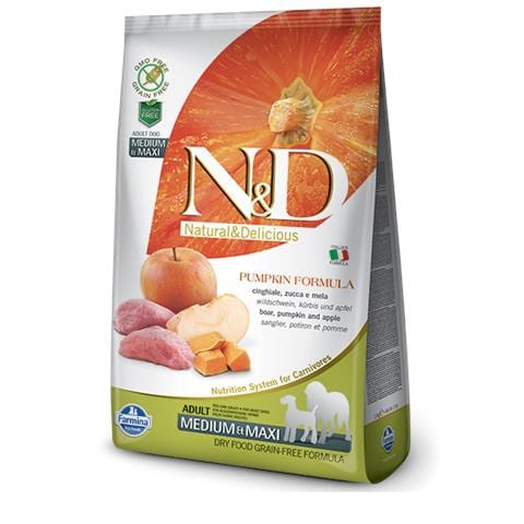 N&d Grain Free Pumpkin Adult Medium / maxi Cinghiale E Mela: 12 Kg - Foto 1