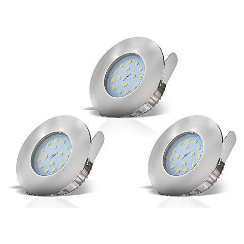 Set Di 3 Led Ip44 Rated Faretti Da Incasso Bagno Con 3x Incassati 5w Led Module Nichel Spazzolato Round Extra Piatto - Foto 1