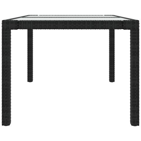 Tavolo Giardino 150x90x75 Cm Vetro Temperato E Polyrattan Nero - Foto 2