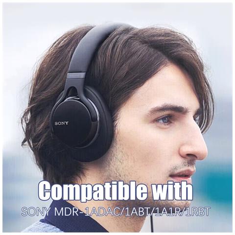 Cuscinetti Auricolari In Pelle Di Pecora Per Sony Mdr-1adac/1abt/1a1r/1rbt Black - Foto 6