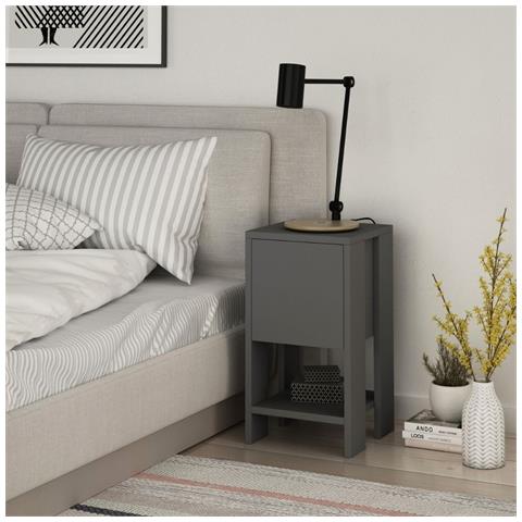 Comodino Ema Antracite Anta Ribalta 30x30x55h - Foto 1