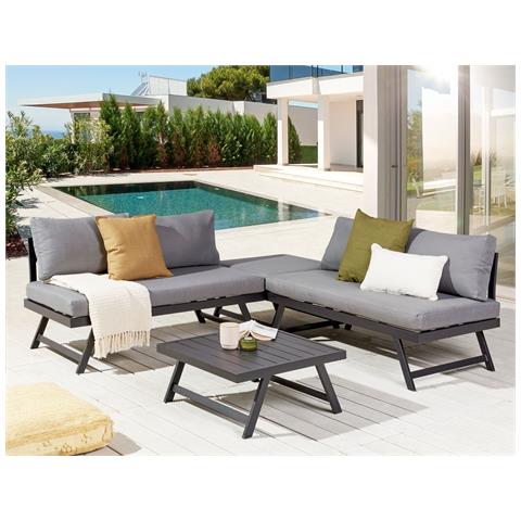 Set Da Giardino Alluminio 5 Posti Grigio E Nero Coccorino - Foto 1