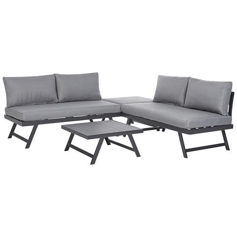 Set Da Giardino Alluminio 5 Posti Grigio E Nero Coccorino - Foto 7