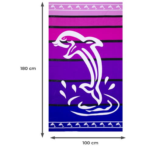 Telo Mare Grande 100x160 Jacquard Spugna Asciugamano Spiaggia Maui Dolphin Telo Mare Viola - Foto 5