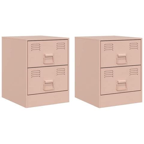 Comodini 2 Pz Rosa 34,5x39x44 Cm In Acciaio - Foto 1
