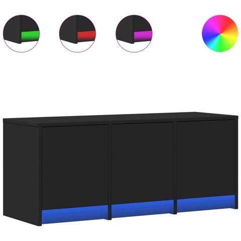 Mobile Porta Tv Con Led Nero 97x34x40 Cm In Truciolato - Foto 2