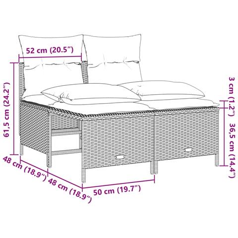 Set Divano da Giardino 4 pz con Cuscini Beige in Polyrattan - Foto 2