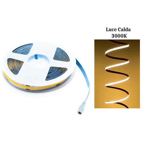 Striscia Cob Led Adesiva 5m Luce Calda 40w Tagliabile Flessibile Cob320 12v - Foto 1