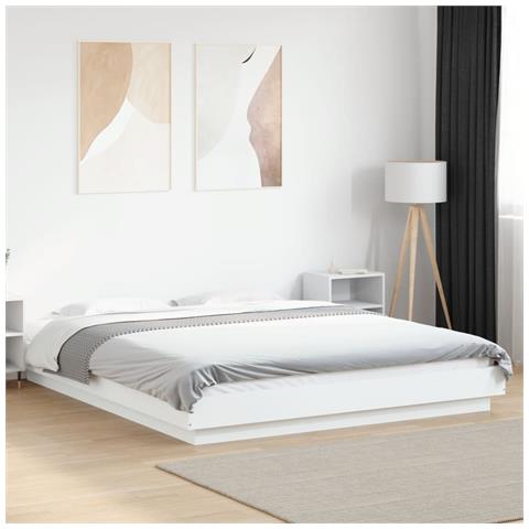 Giroletto Con Luci Led Bianco 160x200 Cm In Legno Multistrato - Foto 1