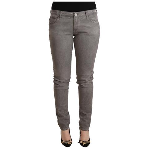 Jeans In Denim Push Up Skinny A Vita Bassa In Cotone Grigio - W30 - Foto 1