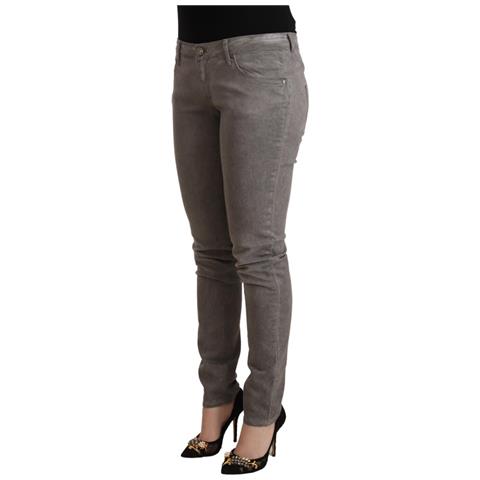 Jeans In Denim Push Up Skinny A Vita Bassa In Cotone Grigio - W30 - Foto 2