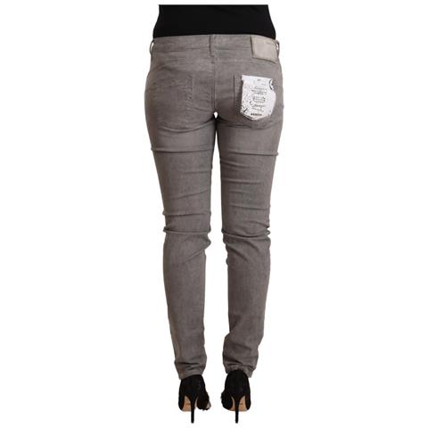 Jeans In Denim Push Up Skinny A Vita Bassa In Cotone Grigio - W30 - Foto 3
