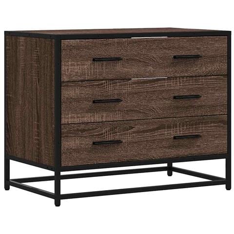 Cassettiera Rovere Marrone 70x41x56 cm in Legno Multistrato - Foto 1