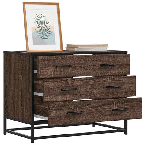 Cassettiera Rovere Marrone 70x41x56 cm in Legno Multistrato - Foto 10