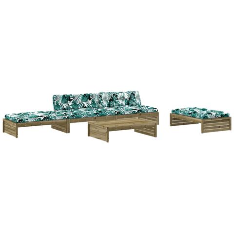 Set Divani da Giardino 5pz con Cuscini Legno Impregnato di Pino - Foto 1
